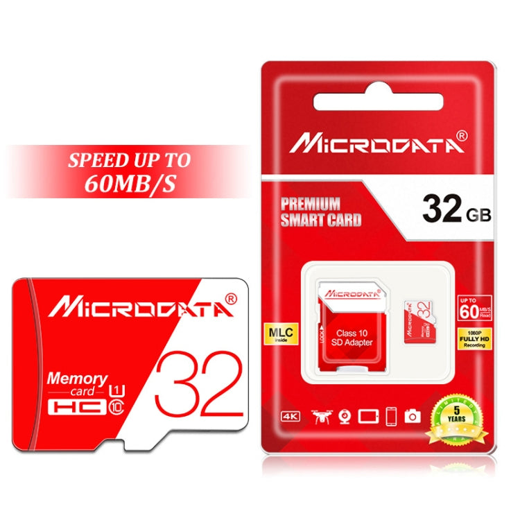 MICRODATA 32GB High Speed U1 Red and White TF(Micro SD) Memory Card, 32GB