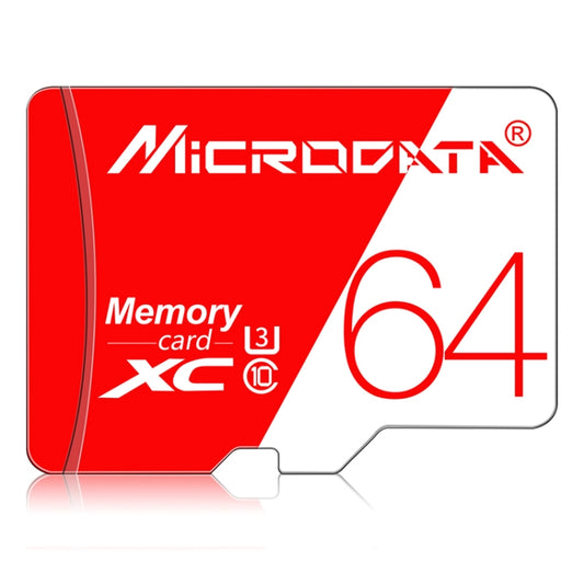 MICRODATA 64GB High Speed U3 Red and White TF(Micro SD) Memory Card, 64GB