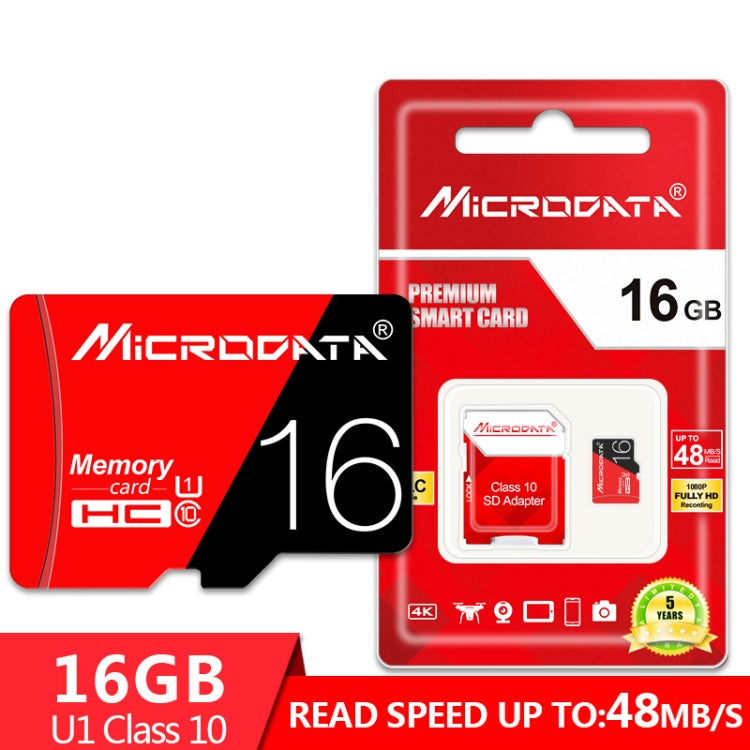 MICRODATA 16GB High Speed U1 Red and Black TF(Micro SD) Memory Card, 16GB