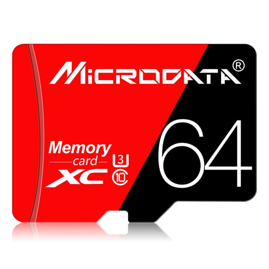 MICRODATA 64GB High Speed U3 Red and Black TF(Micro SD) Memory Card, 64GB