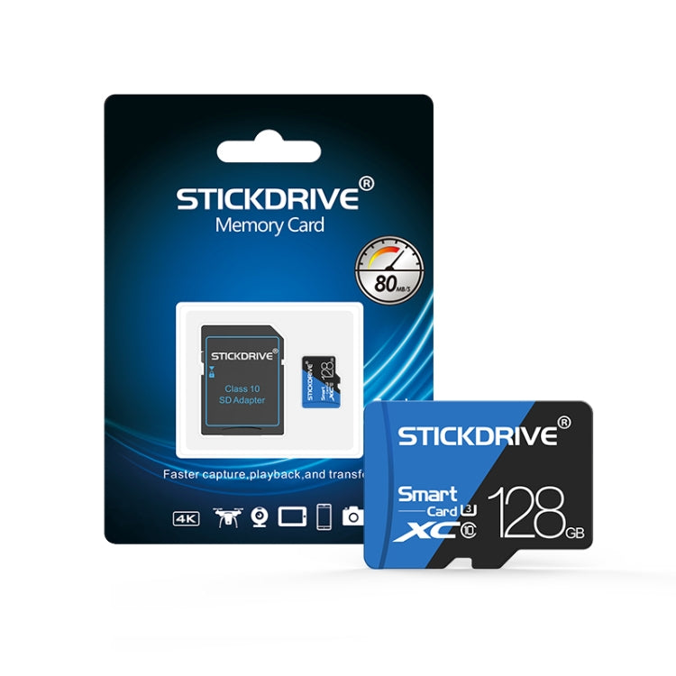 STICKDRIVE 128GB High Speed U3 Blue and Black TF(Micro SD) Memory Card, 128GB