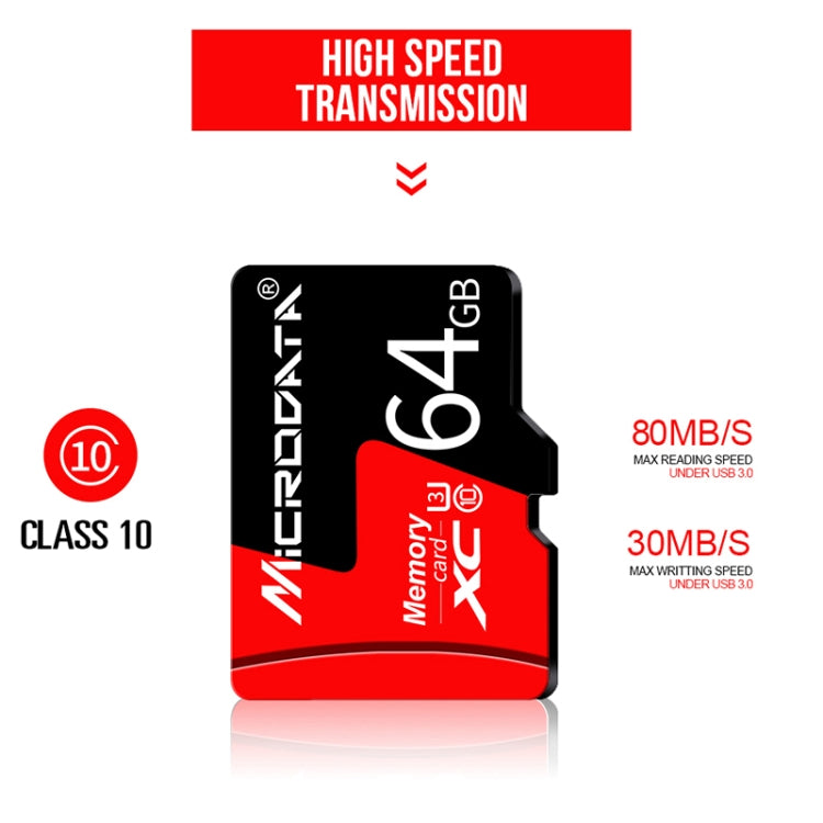 MICRODATA 8GB U1 Red and Black TF(Micro SD) Memory Card, 8GB