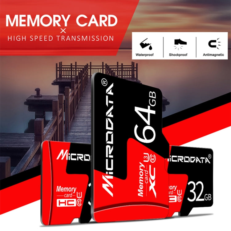 MICRODATA 8GB U1 Red and Black TF(Micro SD) Memory Card, 8GB