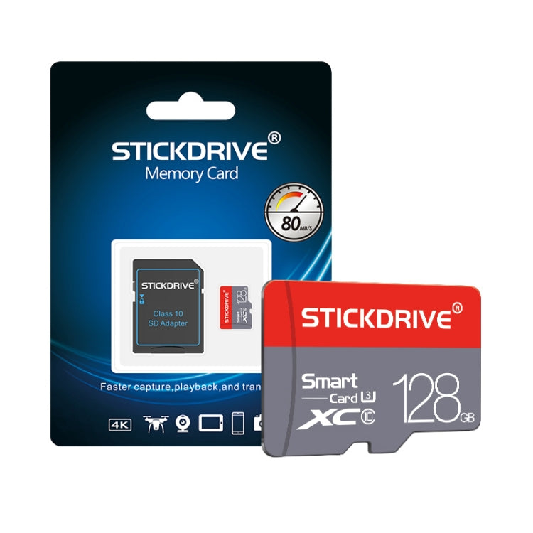 STICKDRIVE 128GB U3 Red and Grey TF(Micro SD) Memory Card, 128GB