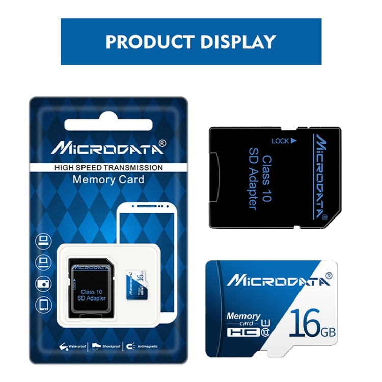 MICRODATA 16GB U1 Blue and White TF(Micro SD) Memory Card, 16GB