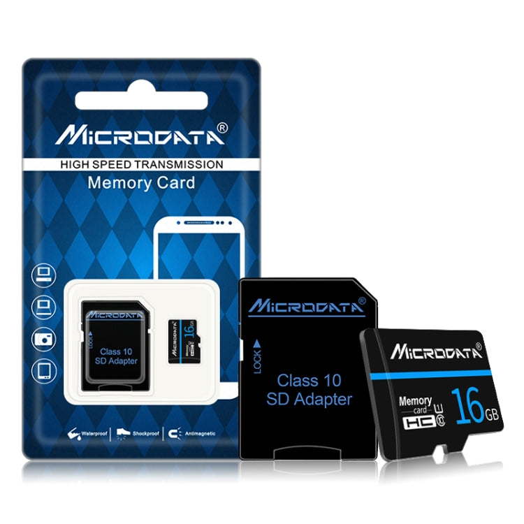 MICRODATA 16GB U1 Blue Line and Black TF(Micro SD) Memory Card, 16GB