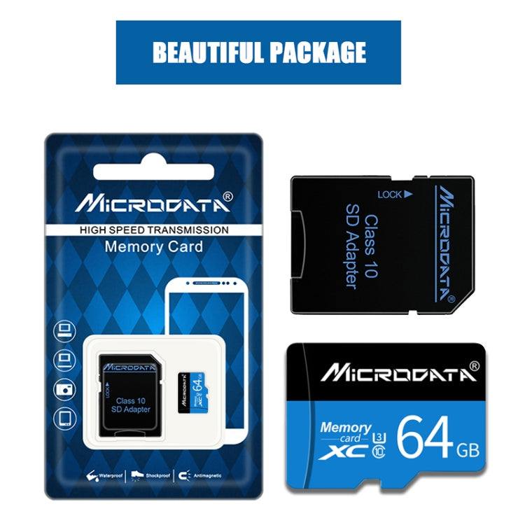 MICRODATA 64GB U3 Blue and Black TF(Micro SD) Memory Card, 64GB