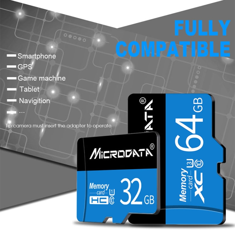 MICRODATA 64GB U3 Blue and Black TF(Micro SD) Memory Card, 64GB