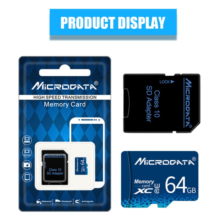 MICRODATA 64GB U3 Blue TF(Micro SD) Memory Card, 64GB