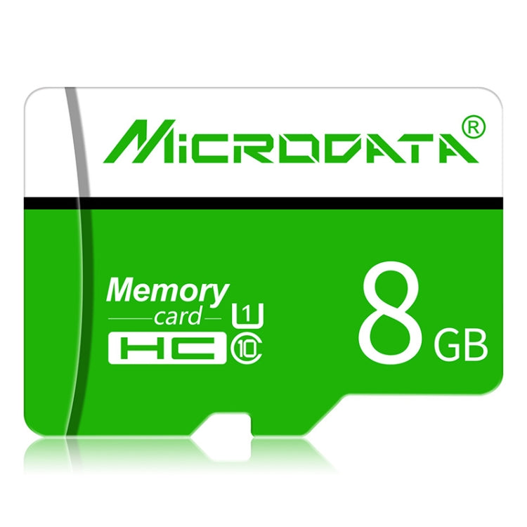 MICRODATA 8GB U1 Green and White TF(Micro SD) Memory Card, 8GB