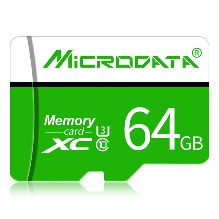 MICRODATA 64GB U3 Green and White TF(Micro SD) Memory Card, 64GB