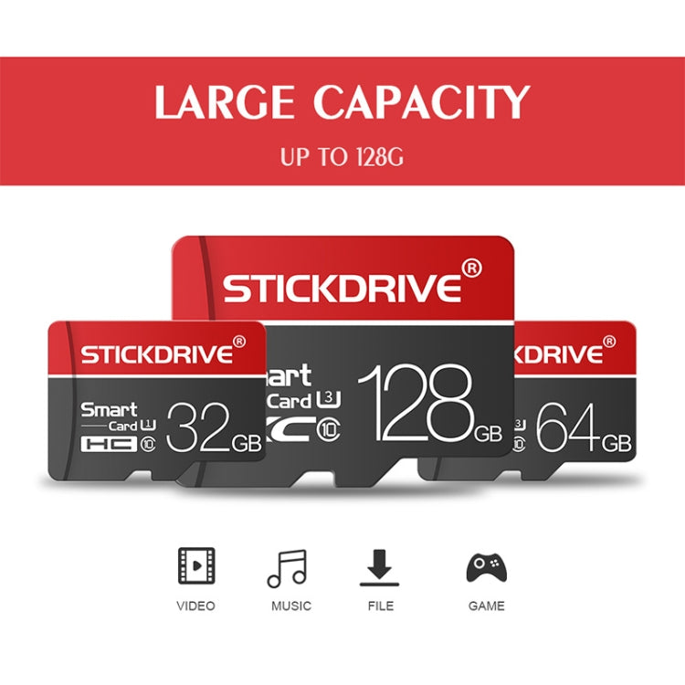 STICKDRIVE 16GB U1 White Line Red and Black TF(Micro SD) Memory Card, 16GB