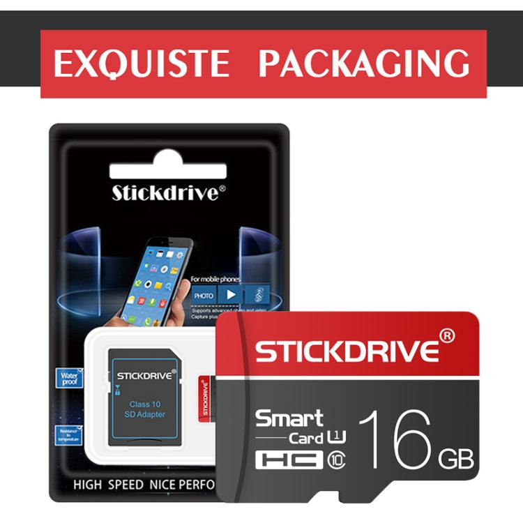 STICKDRIVE 16GB U1 White Line Red and Black TF(Micro SD) Memory Card, 16GB