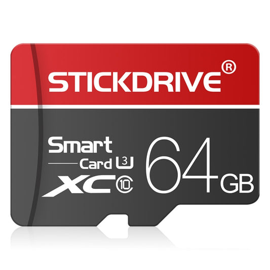 STICKDRIVE 64GB U3 White Line Red and Black TF(Micro SD) Memory Card, 64GB