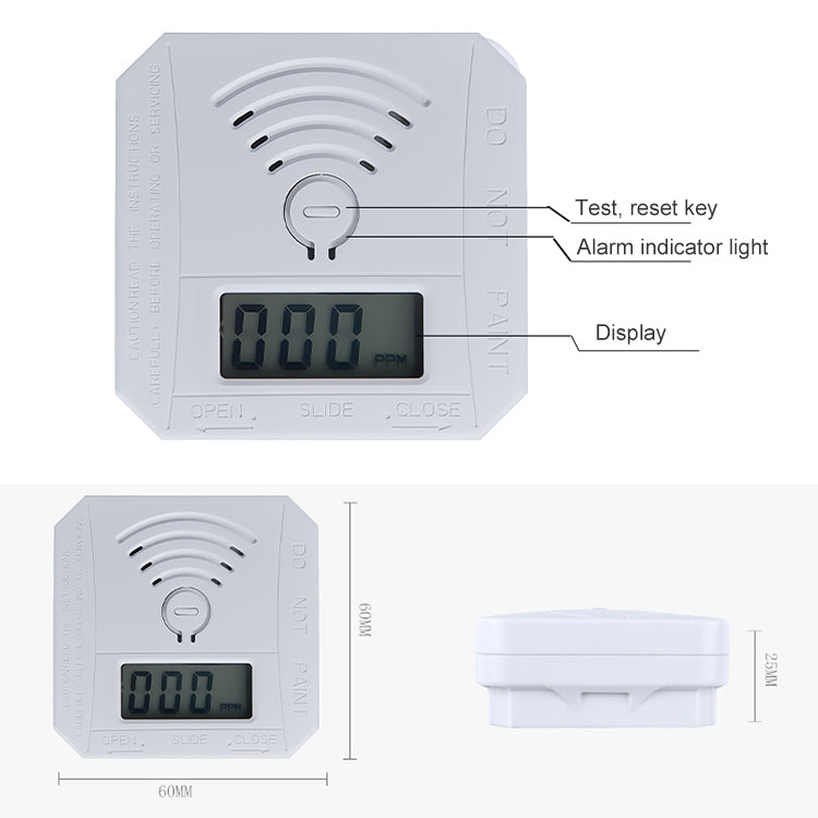 JSN-997 Mini LCD Digital Display Carbon Monoxide Detection Alarm without Battery