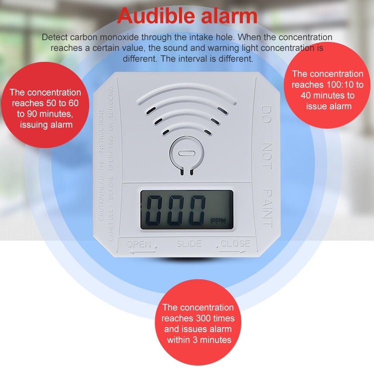 JSN-997 Mini LCD Digital Display Carbon Monoxide Detection Alarm without Battery