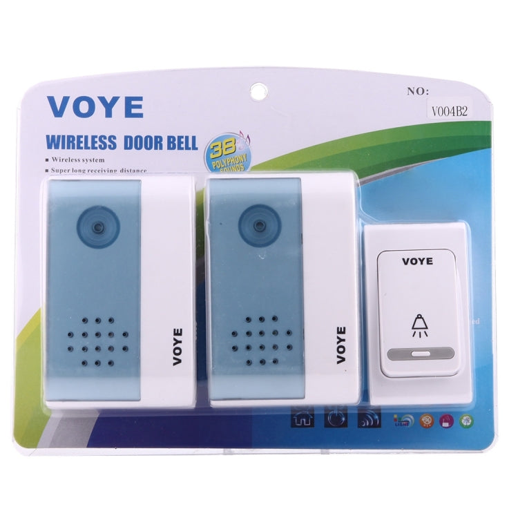 VOYE V004B2 Wireless Smart Music Home Doorbell with Dual Receiver, Remote Control Distance: 120m (Open Air), V004B2