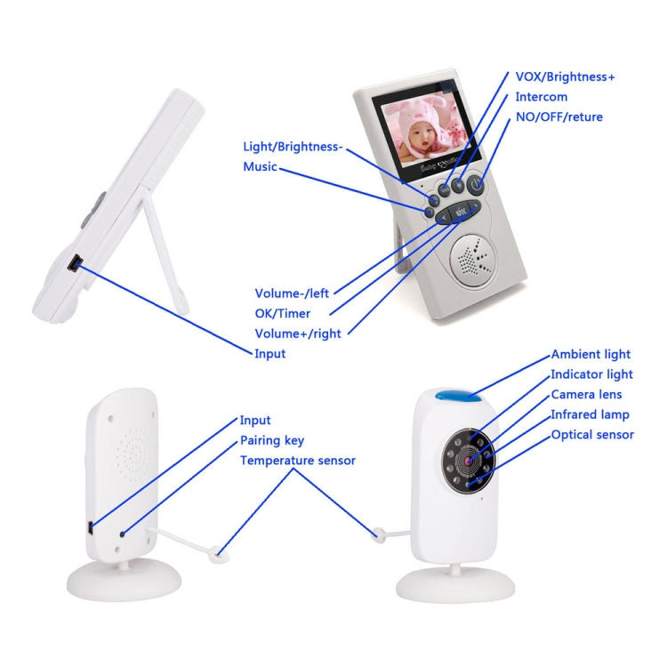 WLSES GB101 2.4 inch Wireless Surveillance Camera Baby Monitor, US Plug, GB101