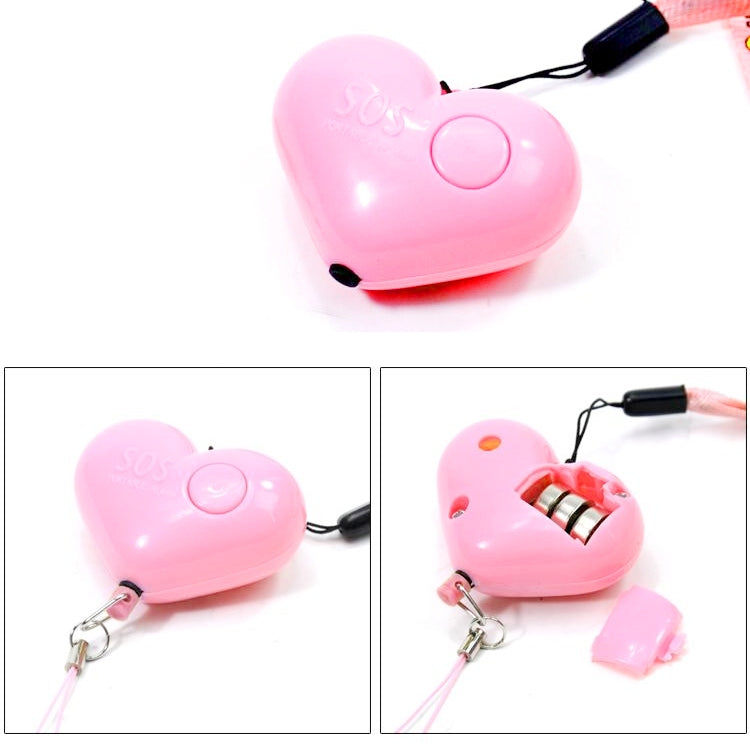 Heart Style Emergency Personal Alarm Key Chain with SOS & LED Light for Women / Kids / Girls / Superior, Random Color Delivery, AL-9800