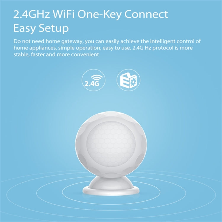 NEO NAS-PD02W Wireless WiFi PIR Detector Motion Sensor, with Magnet Bracket & Support Android / IOS systems & Ultra-bright Red LED