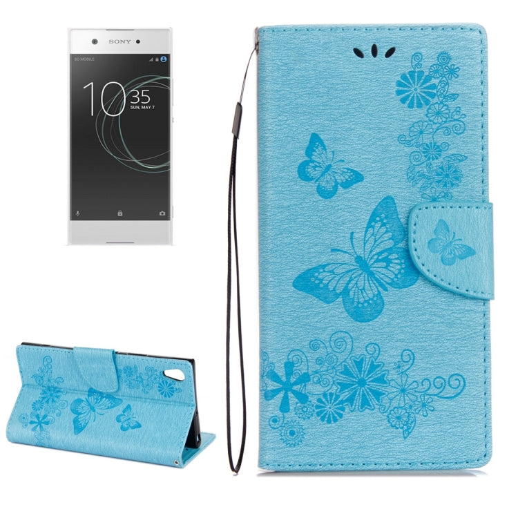 For Sony Xperia XA1 Pressed Flowers Butterfly Pattern Horizontal Flip Leather Case with Holder & Card Slots & Wallet, For Xperia XA1