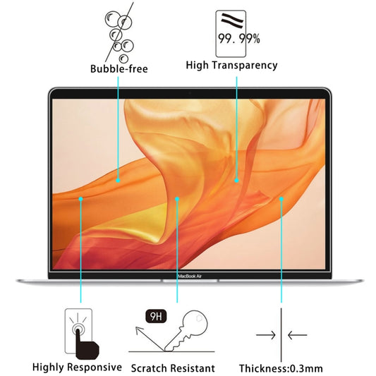 0.26mm 9H Surface Hardness Explosion-proof Tempered Glass Film for MacBook Air 13.3 (2018), For MacBook Air 13.3 (2018)