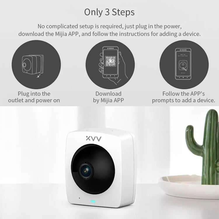 Original Xiaomi Youpin XiaoVV 1080P 2 Million Pixel Smart Panoramic Camera, Support Infrared Night Vision & AI Humanoid Detection & Voice Intercom & 128GB Micro SD Card, US Plug, Panoramic Camera