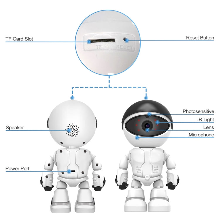 ESCAM PT205 HD 1080P Robot WiFi IP Camera, Support Motion Detection / Night Vision, IR Distance: 10m, US Plug, PT205 US Plug