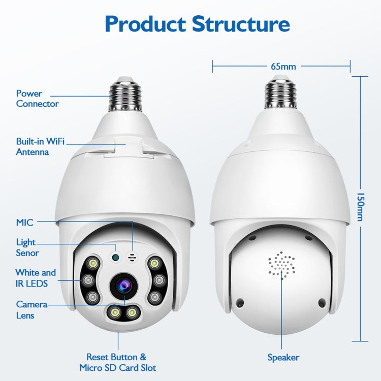 DP18 3.0MP Smart WiFi 1080P HD Outdoor Network Light Bulb Camera, Support Infrared Night Vision & Motion Detection & TF Card, DP18