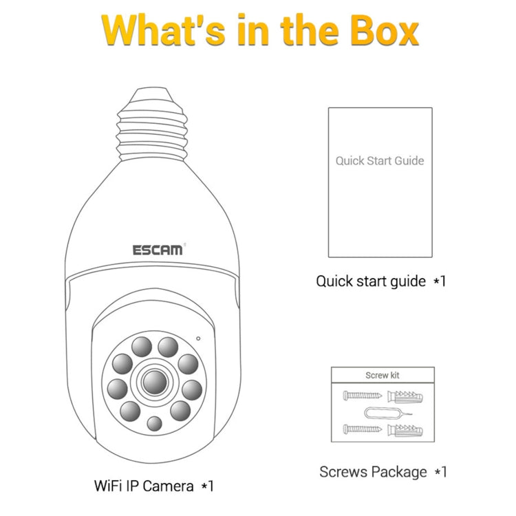 ESCAM PT208 1080P HD Light Bulb WiFi Camera, Support Motion Detection, Two-way Audio, Night Vision, TF Card, ESCAM PT208