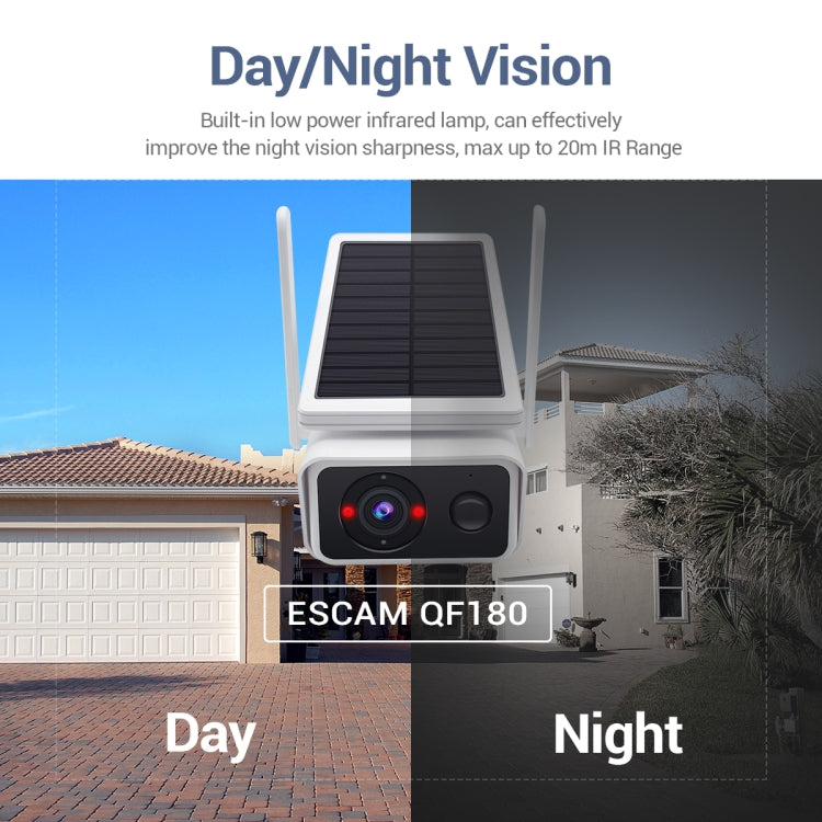 ESCAM QF180 H.265 3MP Solar Wifi IP Camera, Without Battery, QF180