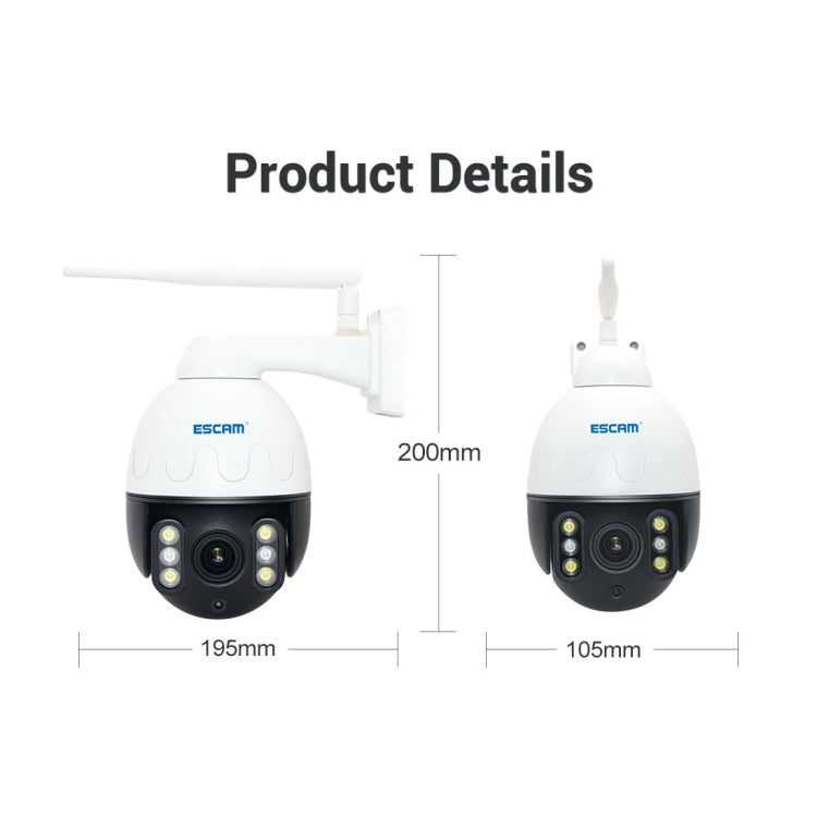 ESCAM Q5068 H.265 5MP Pan / Tilt / 4X Zoom WiFi Waterproof IP Camera, Support ONVIF Two Way Talk & Night Vision, AU Plug, EU Plug, AU Plug, UK Plug, US Plug