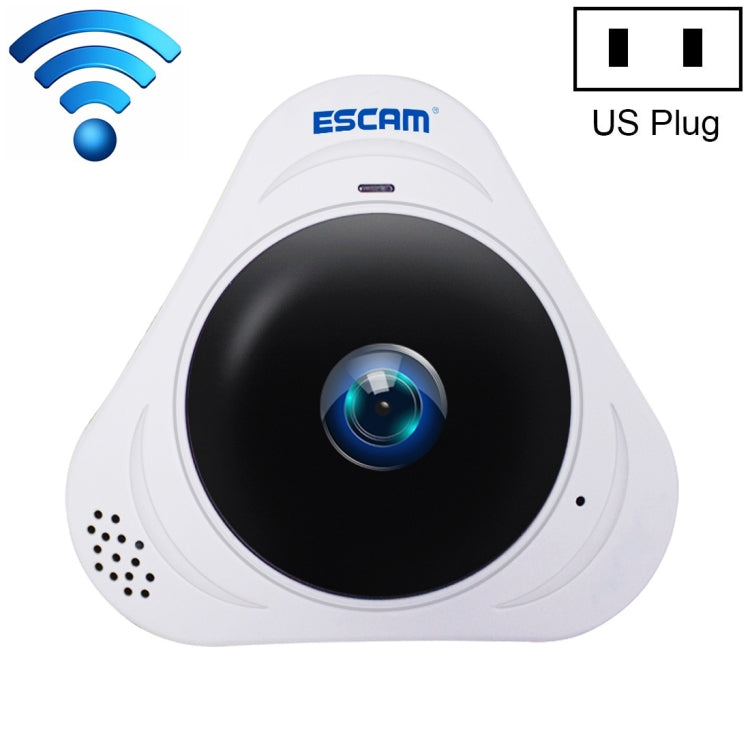 ESCAM Q8 960P 360 Degrees Fisheye Lens 1.3MP WiFi IP Camera, Support Motion Detection / Night Vision, IR Distance: 5-10m, AU Plug, Q8 US Plug, Q8  AU Plug, Q8 EU Plug, Q8 UK Plug