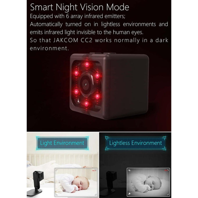 JAKCOM CC2 1080P HD Recorder Cube Smart Mini Camera, with Infrared Night Vision & Motion Detection, CC2