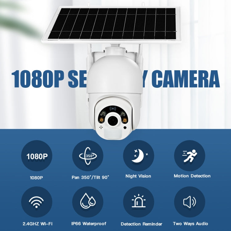 T22 1080P Full HD Solar Powered 4G Network EU Version Camera, Support PIR Alarm, Night Vision, Two Way Audio, TF Card, 4G (EU Version), 4G (US Version)