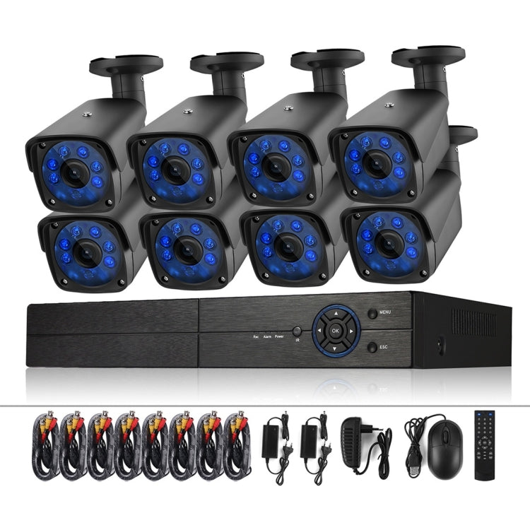 A8B3 / Kit 8CH 1080N Surveillance DVR System and 720P 1.0MP HD Weatherproof Bullet Camera, Support Infrared Night Vision & P2P & Phone Remote Monitor, A8B3 / Kit 8CH Black, A8B3 / Kit 8CH White