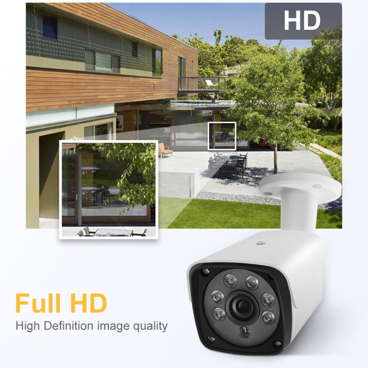 633H2 / A 1080P 3.6mm Lens CCTV DVR Surveillance System IP66 Weatherproof Indoor Security Bullet Camera with 6 LED Array, Support Night Vision, 633H2 / A White