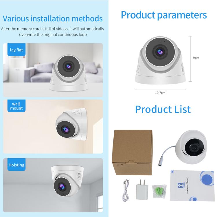 A5 Smart Conch WiFi Camera 1080P HD Night Vision IP Camera, A5 (AU Plug), A5 (EU Plug), A5 (US Plug), A5 (UK Plug)