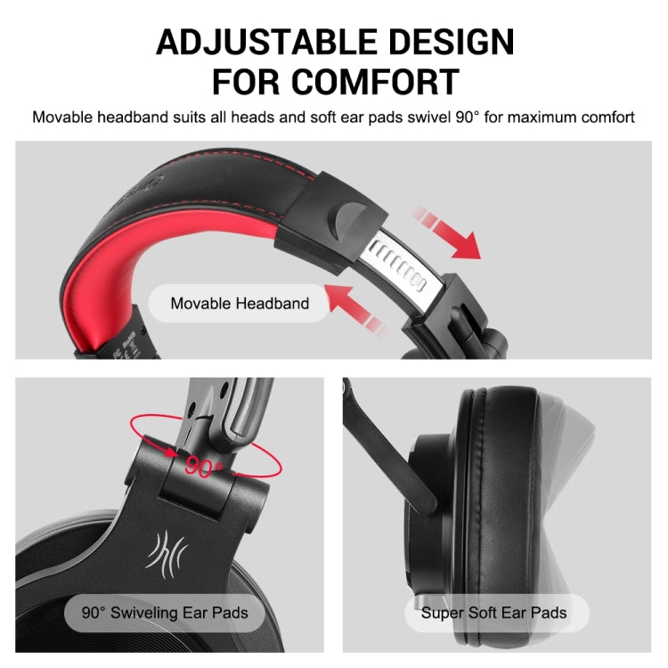 OneOdio A71 Head-mounted Noise Reduction Wired Headphone with Microphone, A71 (Red Black)