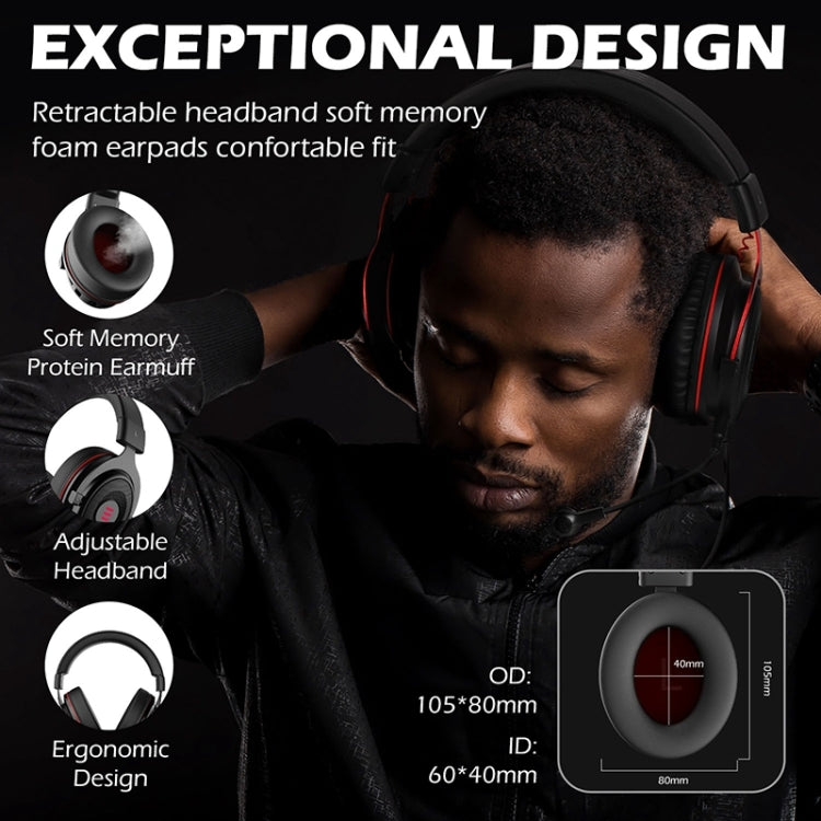 EKSA E900 Pro 7.1 Gaming Wire-Controlled Head-mounted USB Luminous Gaming Headset with Microphone, E900 Pro