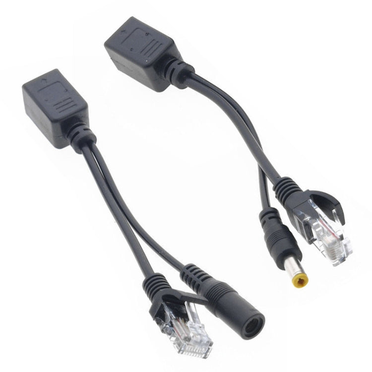 2 in 1 RJ45 POE Injector and Splitter Cable Set with 2.1x 5.5mm Female & Male DC Jack, 2.1x 5.5mm Female