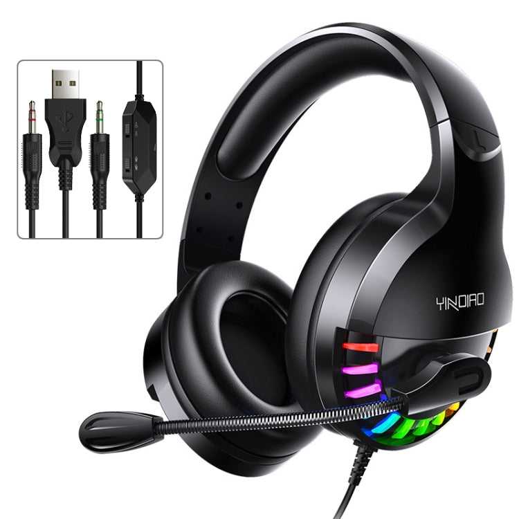 YINDIAO Q2 Head-mounted Wired Gaming Headset with Microphone, Version: Dual 3.5mm + USB, Q2 Dual 3.5mm + USB(Black), Q2 Dual 3.5mm + USB(Pink), Q2 Dual 3.5mm + USB(White)