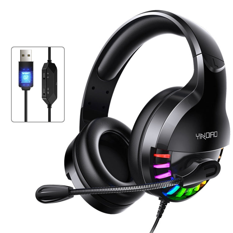 YINDIAO Q2 Head-mounted Wired Gaming Headset with Microphone, Version: Single USB Sound Card, Q2 Single USB Sound Card(Black), Q2 Single USB Sound Card(White)