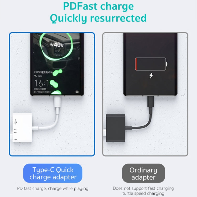 3 in 1 USB-C / Type-C Male to Type-C + USB + 3.5mm Female OTG Adapter, 3 in 1 OTG Adapter