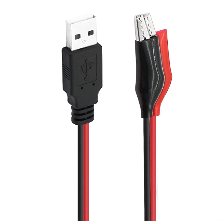 USB-A Male To 2 x Crocodile Clip Power Connection Extension Cable, Length: 0.5m, USB-A Male