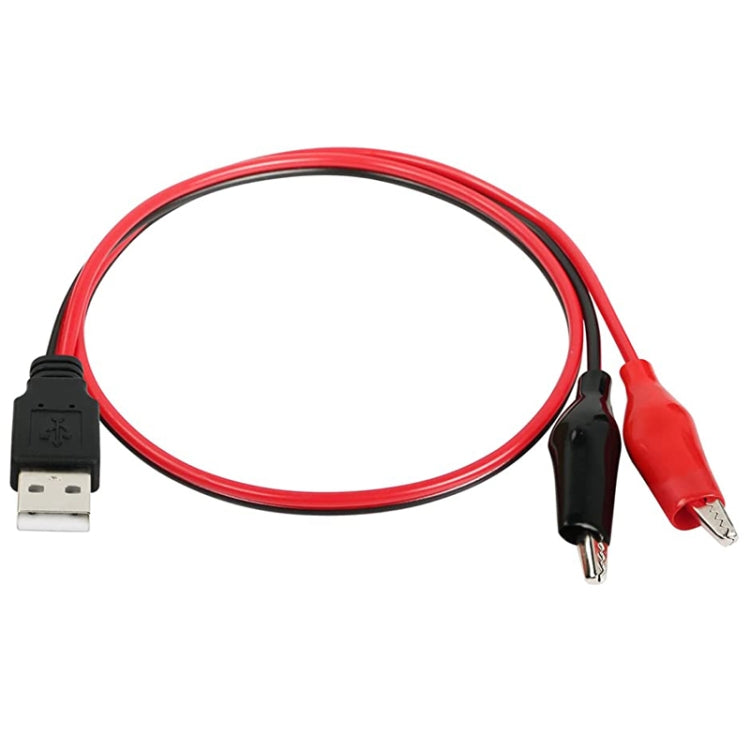 USB-A Male To 2 x Crocodile Clip Power Connection Extension Cable, Length: 0.5m, USB-A Male