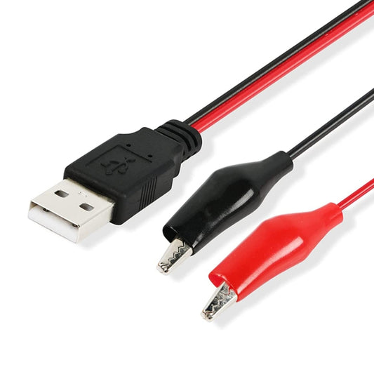 USB-A Male To 2 x Crocodile Clip Power Connection Extension Cable, Length: 0.5m, USB-A Male