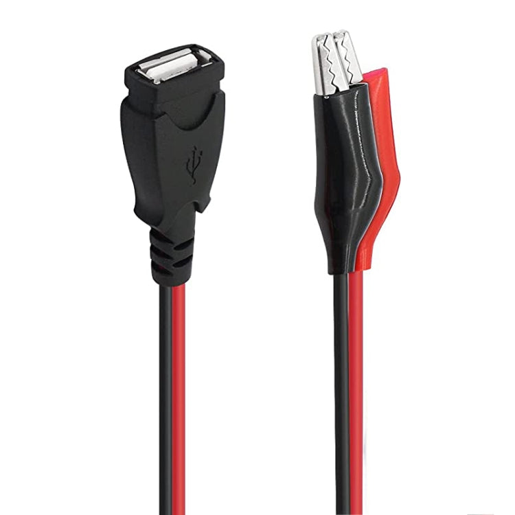 USB-A Female To 2 x Crocodile Clip Power Connection Extension Cable, Length: 0.5m, USB-A Female