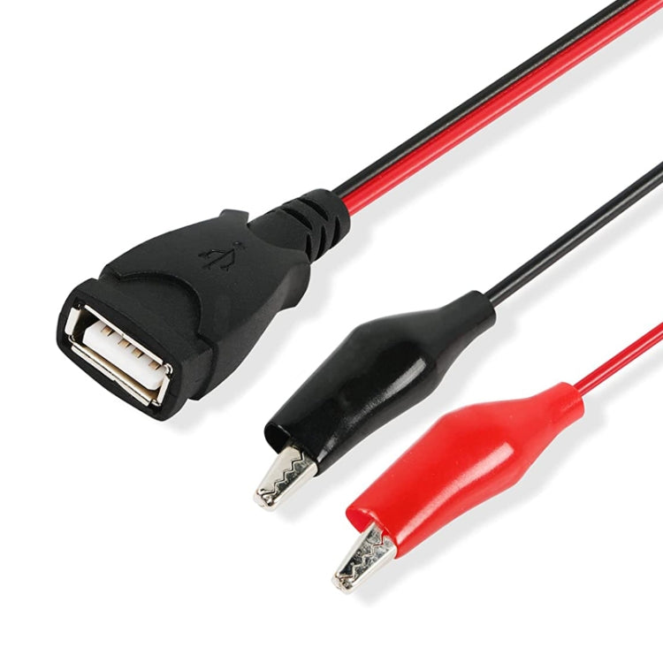 USB-A Female To 2 x Crocodile Clip Power Connection Extension Cable, Length: 0.5m, USB-A Female