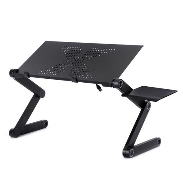 Portable 360 Degree Adjustable Foldable Aluminium Alloy Desk Stand with Cool Fans & Mouse Pad for Laptop / Notebook, with Mouse Pad & Cooling Fan, with Mouse Pad & Cooling Fan (M)